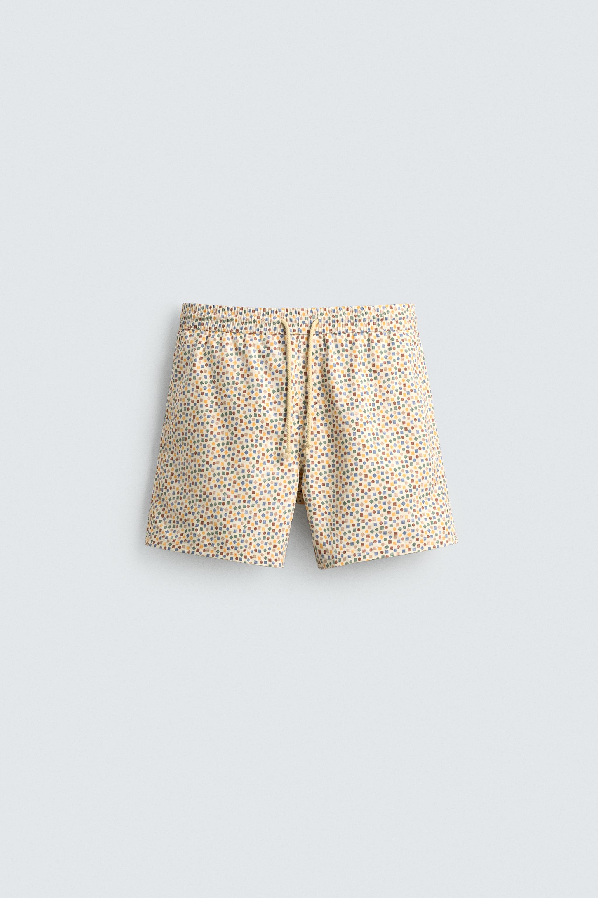 MID-LENGTH GEOMETRIC PRINT SWIMSUIT